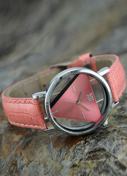 Rot Watch Dreieck Muster Leder Armband Uhren für Frauen от Milanoo WW