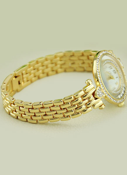 Gold Watch Strass Alloy schicke Uhren für Frauen от Milanoo WW