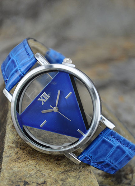 Rot Watch Dreieck Muster Leder Armband Uhren für Frauen от Milanoo WW