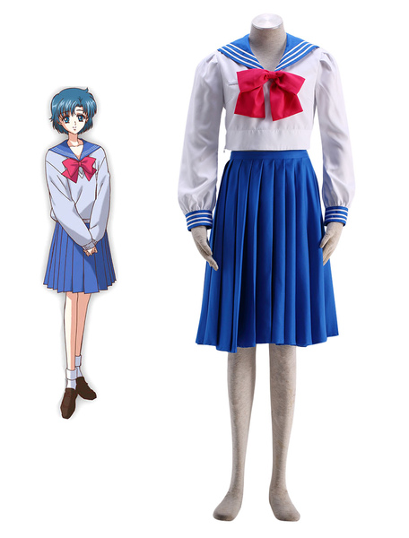 Image of Sailor Moon Crystal Mizuno Ami School Uniform Cosplay Costume Halloween