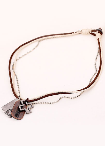 Mehrfarbig geschichtete Halskette Metall Faux Leder Halskette für Männer от Milanoo WW