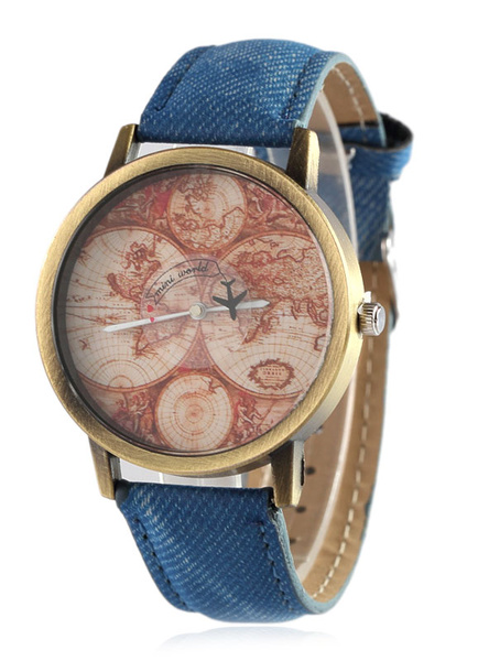 Image of Denim Strap Watch Chic Print Dial Plate Women's Watch