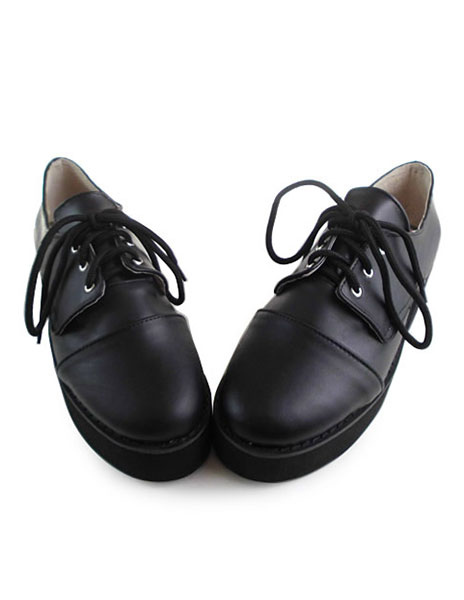 Image of Opaco nero Lolita scarpe alte Platoform