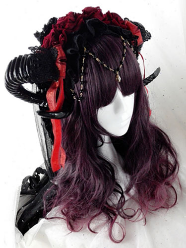 Image of Gothic Lolita Wigs Long Curly Aubergine Lolita Hair Wigs