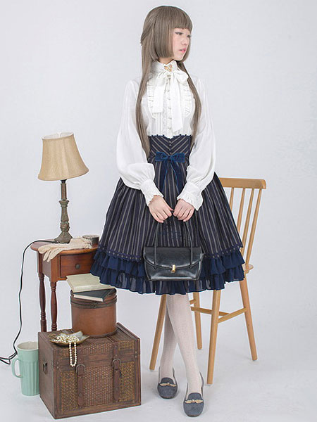 Image of Vittoriano Lolita camicia fiocco in pizzo arruffato classica Lolita camicetta con collo alla coreana