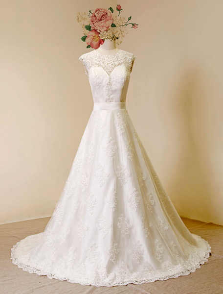 Two-way Lace Wedding Dress Cathedral Train A-line Luxury Bridal Gown With Detachable Panel Train