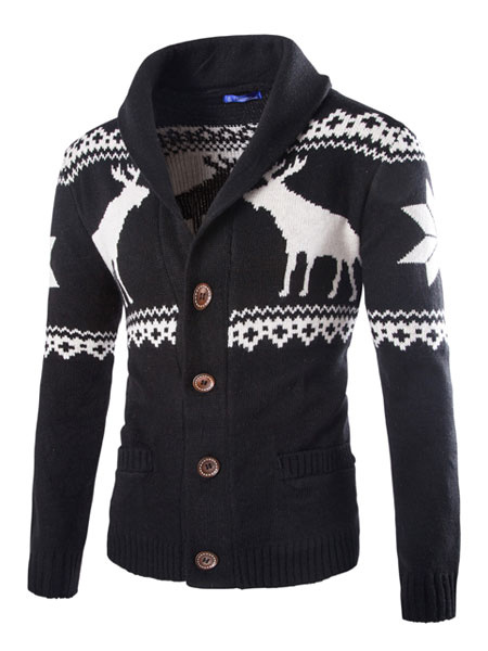 

Men's Christmas Sweater Long Sleeve Button Cardigan Knitwear