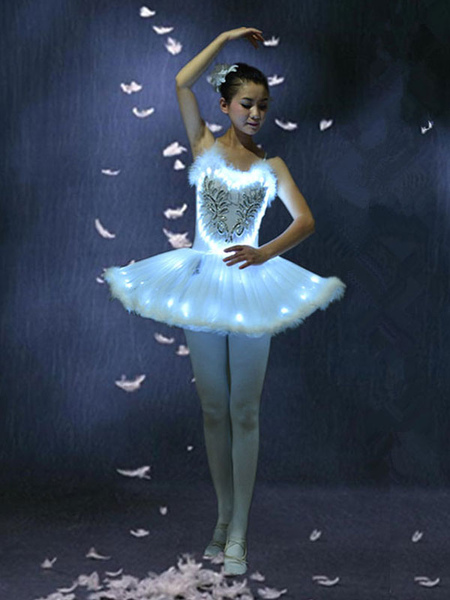 Image of Carnevale Balletto bianco vestito incandescente balletto danza Costume LED Tutu balletto abiti da festa Halloween