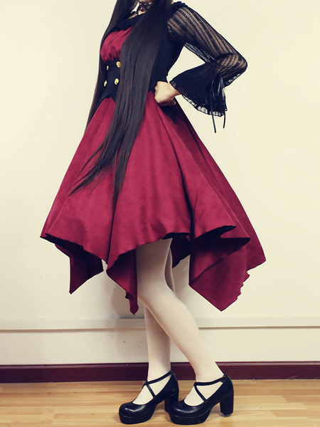 Milanoo Gothic Lolita Dress JSK Dead Ghost Melody Asymmetrical Lolita Jumper Skirt Original Design