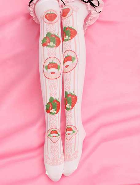Image of Dolce Lolita calze rosa stampato Lolita calzettoni