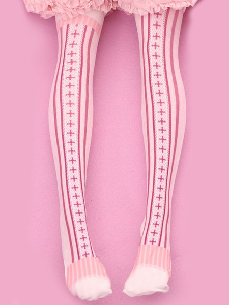 Image of Dolce Lolita calzini rosa velluto stampato calze Lolita