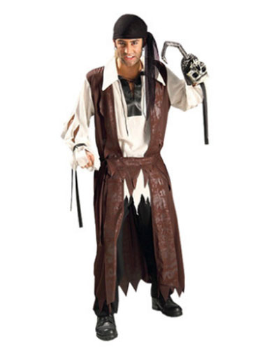 Image of Pirates Of The Caribbean Costume Halloween Men's Brown Captain Jack Costume Outfit Halloween