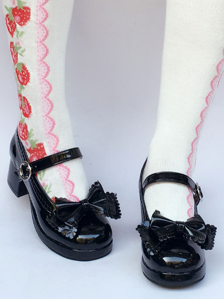 Image of Scarpe da Lolita nere rotondo tacco largo 4.5cm