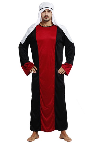 Image of Abito nero Carnevale Costume arabo maschile con Fascia Costume asiatico