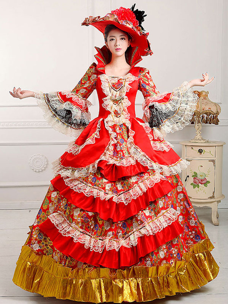 robe victorienne royale halloween opéra costume vintage robe boule robe de pageant rouge femmes halloween