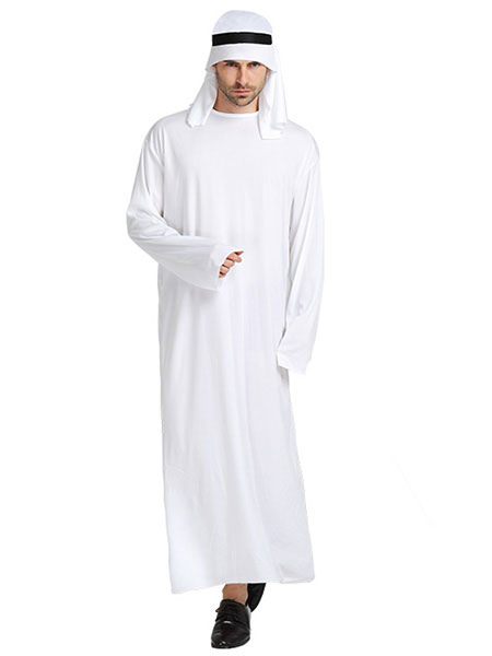 Image of Abito bianco Carnevale Costume arabo maschile con Fascia Costume asiatico