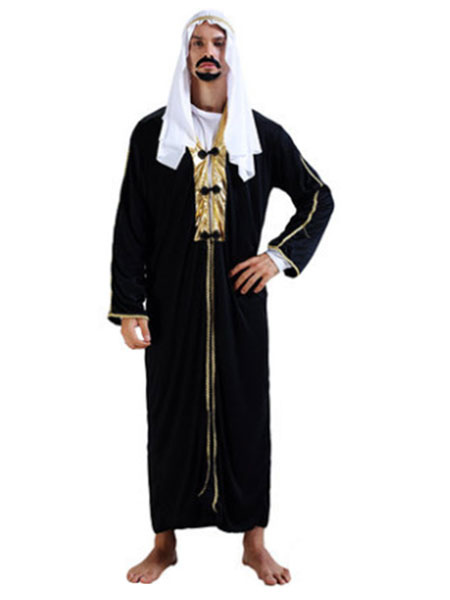 Image of Abito nero vestito Costume asiatico Carnevale Costume arabo maschile