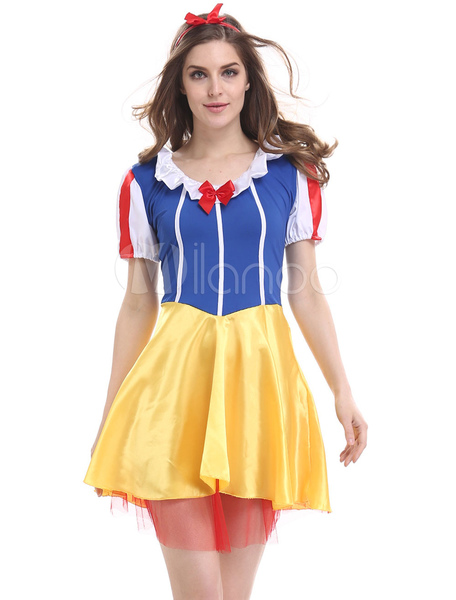Image of Sexy Snow White Costumes Blue And Yellow Princess Fairytale Costume Halloween