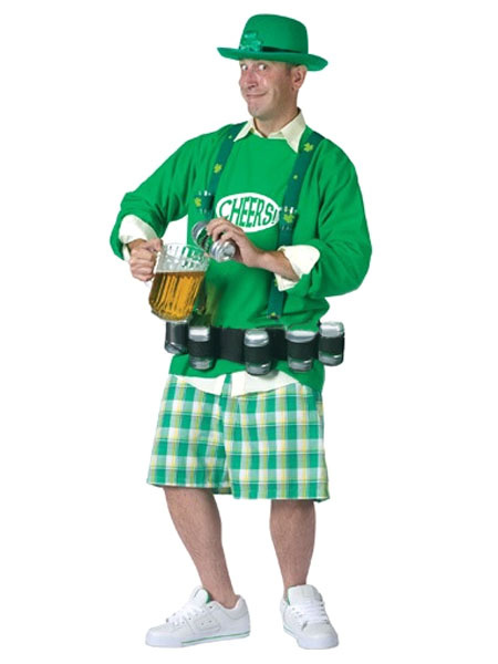 Milanoo Oktoberfest Costume Men Green Plaid Shorts With Top