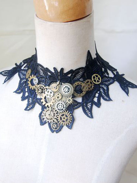 lolita collier steampunk collier bicolore tea party accessoire ornement métallique déguisements halloween