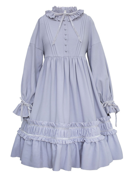 Milanoo Klassische Lolita Einteiliges Kleid Einfarbig Langarm Vintage Lolita Einteiliges Kleid