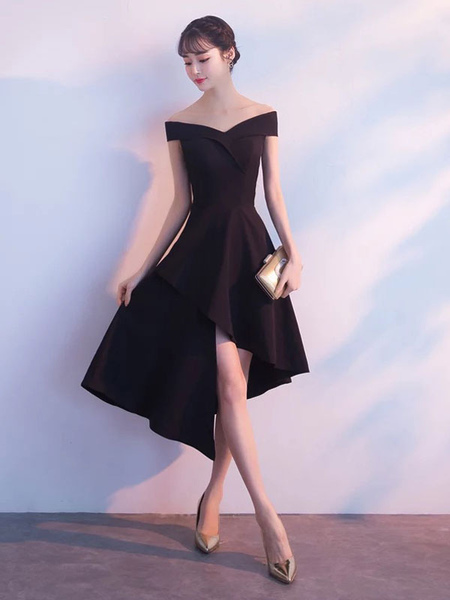 Image of Little Black Dresses Asimmetrico Off The Shoulder Cocktail Party Dress