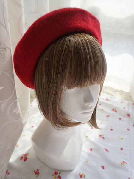 Milanoo Sweet Lolita Hat Wool Red Lolita Beret