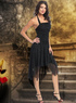Black Halter Chiffon Satin Long in Back Short in Front   Prom Dress/Homecoming Dress