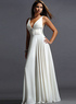 White Deep V-Neck Satin Chiffon Prom Maxi Dress
