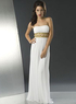 White Satin Chiffon Sash Prom Maxi Dress