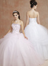 Robe de boule romantique sans bretelles en satin et organdi avec broderie de perle  