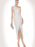 Ivory One Shoulder Slit Satin Evening Dress