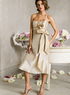 Classic Strapless Sash Bow Tea Length Satin Prom Dress