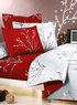 Gris et Rouge Jacquard Drill Floral Satin de coton Literie