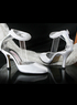 White 3 1 / 5  '' talon cheville Pompes bracelet en satin de mari&eacute;e