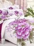 Belle coton blanc et violet floral imprim&eacute; r&eacute;actif de literie