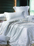 Ensemble de literie blanc et confortable de 4-pc de housse de couette en soie imit&eacute;e 
