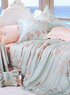 Elegant Light Literie vert et rose Tencel floraux