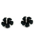 Belle Black Silver Boucles d'oreilles en alliage zircon fleur Femmes