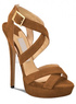 Sandales brunes de 4 3/4'' talons avec plate-forme en velours 
