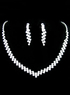 Classic Silver Rhinestone Alloy Earrings And Necklace 