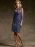 Seductive Deep Navy Blue Chiffon Strapless Knee Length Mother of The Bride Dress