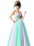 Robe verte de Prom Net fil &eacute;tage longueur princesse
