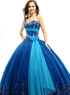 Robe de boule en bleu royal de longueur &agrave; plancher en filet 