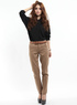&Eacute;quip&eacute; de coton brun Womens Straight pantalon