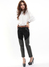 &Eacute;l&eacute;gant gris-vert noir coton Womens Straight pantalon