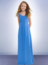Charming Blue Chiffon Round Collar Floor Length Junior Bridesmaid Dress