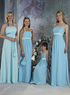 Popular Blue Chiffon Sweetheart Floor Length Junior Bridesmaid Dress