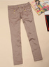 Superbe Sexy abricot Satin coton Womens Straight pantalon