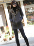 Gris fonc&eacute; 80 % coton 20 % Spandex Zipper Ladies Long Hood